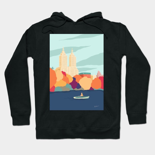 New York Central Park in autumn Hoodie by Valeria Frustaci 